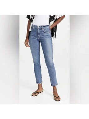 AGOLDE Toni High-Rise Jeans Size 29 Raw Hem Blue Denim Wash